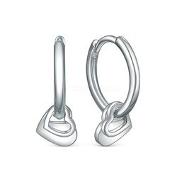 Серьги-трансформеры из родированного серебра - Сердца (3 в 1) 2-039р