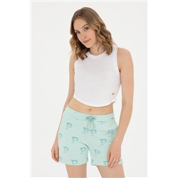 Kadın Beyaz Bisiklet Yaka Crop Basic Tişört