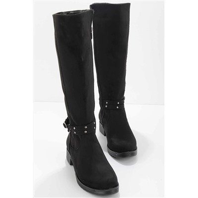 Bambi Siyah Süet Kadın Çizme K03671102102