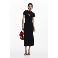 Vestido midi canalé cerezas