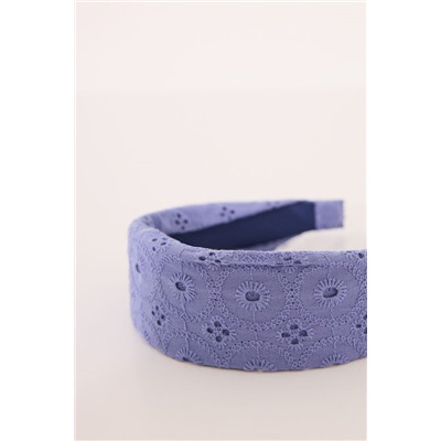 Diadema pelo azul y blanco bordado