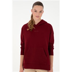Kadın Bordo Kapüşonlu Sweatshirt