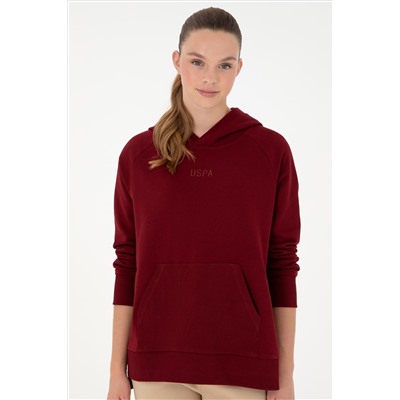Kadın Bordo Kapüşonlu Sweatshirt