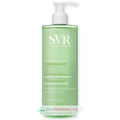 SVR SEBIACLEAR GEL MOUSSANT - Nettoyant sans Savon, Purifiant, Désincrustant 400ml