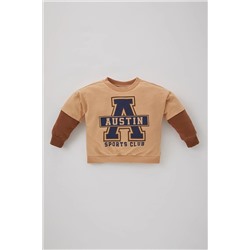 Defacto Erkek Bebek Bisiklet Yaka Slogan Baskılı İnce Sweatshirt B1033A523WN