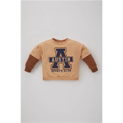 Defacto Erkek Bebek Bisiklet Yaka Slogan Baskılı İnce Sweatshirt B1033A523WN