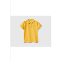 United Colors of Benetton Kız Çocuk Sarı Logolu Pike Polo T-shirt 223P3WG9C300O-315
