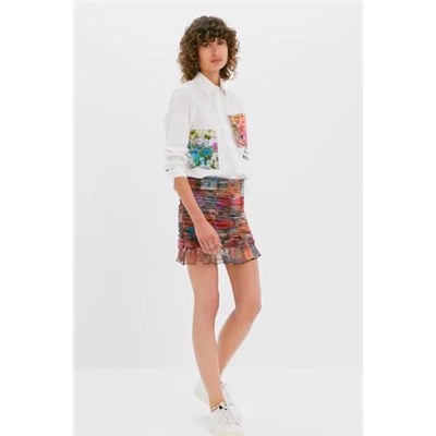 Minifalda drapeada patch floral