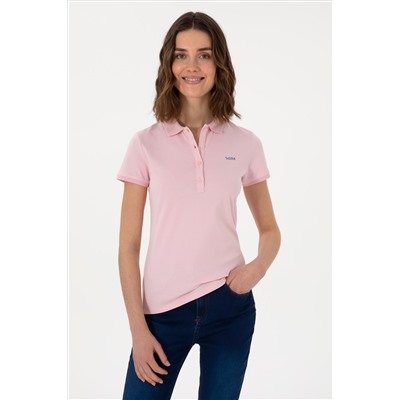 Kadın Açık Pembe Basic Polo Yaka Tişört
