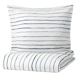 Bettwäsche-Set, 2-teilig, weiß/dunkelblau, 140x200/80x80 cm