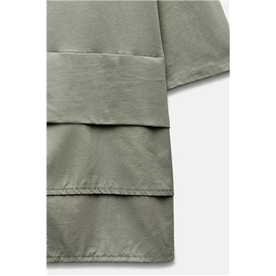 CONTRAST BOX PLEAT T-SHIRT