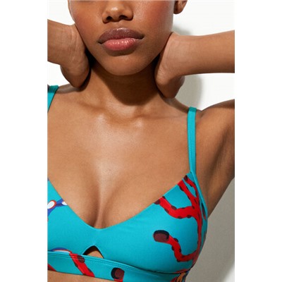 Top bikini triángulo corales
