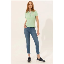 Kadın Mint Basic Polo Yaka Tişört