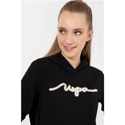 Kadın Siyah Kapüşonlu Sweatshirt
