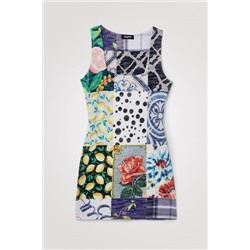 Vestido slim patch escote cuadrado