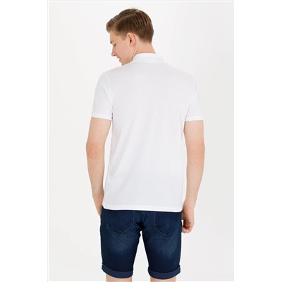 Erkek Beyaz Basic Polo Yaka Tişört
