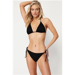 Trendyolmilla Siyah Bağlamalı Dokulu Regular Bikini Altı TBESS23BA00250