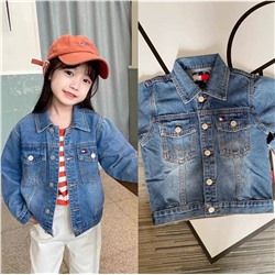 Tomm*y Hilfige*r  👕  джинсовка для мальчиков и девочек, модель oversize