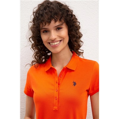 Kadın Nar Çiçeği Basic Polo Yaka Tişört