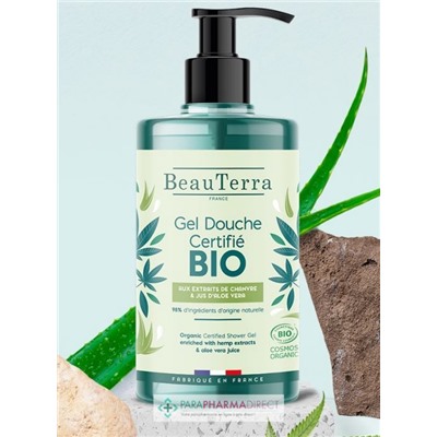 BeauTerra Gel Douche Certifié BIO - Aux Extraits de Chanvre & Jus d'Aloe Vera 750 mL
