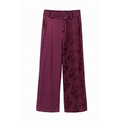Pantalón jaquard cinturón pañuelo