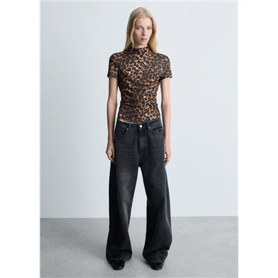 Camiseta leopardo detalle fruncido