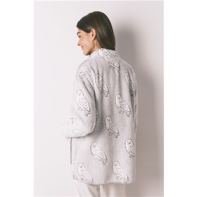 Bata corta tejido polar pelo gris "Hedwig"