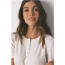 Camiseta manga corta viscosa blanco brillo