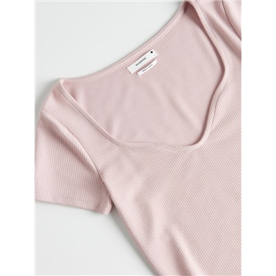 Crop Top aus Rippstrickjersey