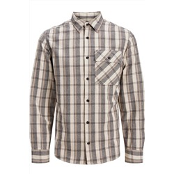 Camisa regular fit Crudo y gris oscuro jaspeado