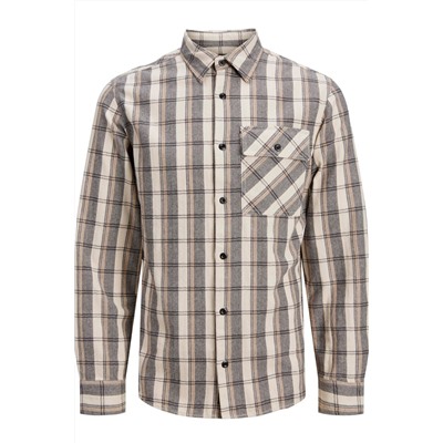 Camisa regular fit Crudo y gris oscuro jaspeado