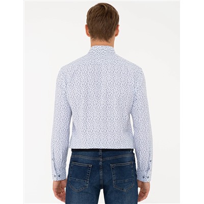 Lacivert Slim Fit Uzun Kollu Gömlek