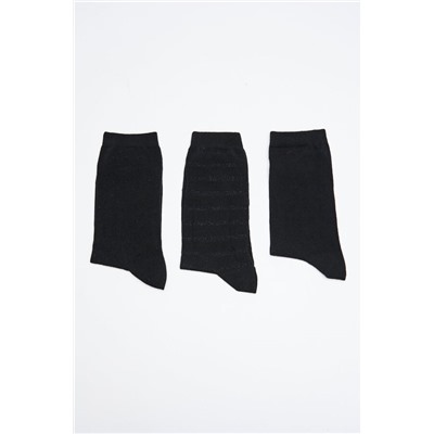 Pack 3 calcetines algodón negro