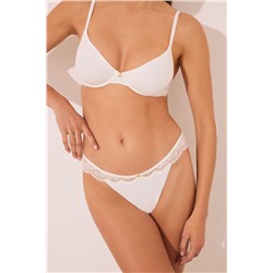 Tanga microfibra y encaje blanco