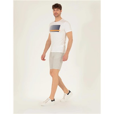 Gri Slim Fit Beli Lastikli Şort