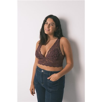 Sujetador bralette halter encaje granate