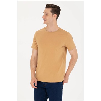 Erkek Camel Basic Bisiklet Yaka Tişört