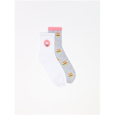 PACK OF 2 PAIRS OF FOOD PRINT SOCKS