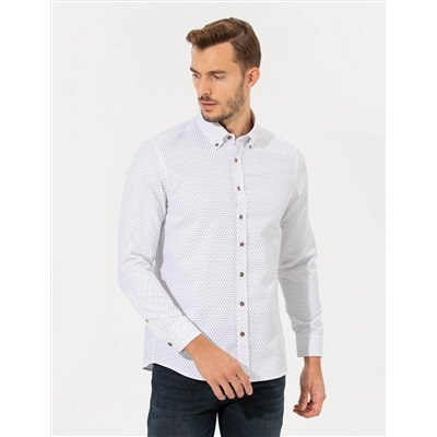 Beyaz Slim Fit Uzun Kollu Gömlek