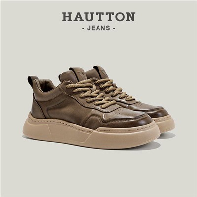 HauttonJean*s повседневная спортивная обувь для мужчин Из официального магазина  легкие и удобные мужские туфли из натуральной кожи, осень 2023, удлиняющие кроссовки на толстой подошве
