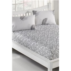 Ev & Ev Home Pes Lastikli Çarşaf Seti Çift Kişilik Palma Gri Ep-024559