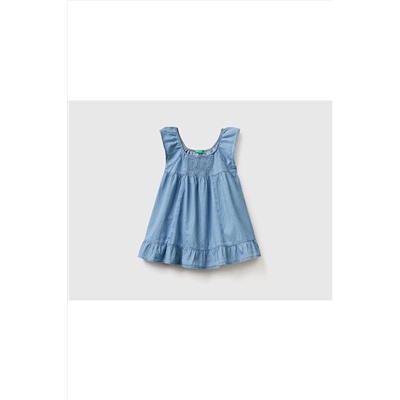 United Colors of BenettonKız Çocuk Mix Denim Elbise Zürafa Desenli