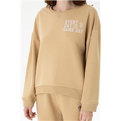Kadın Kum Bisiklet Yaka Sweatshirt