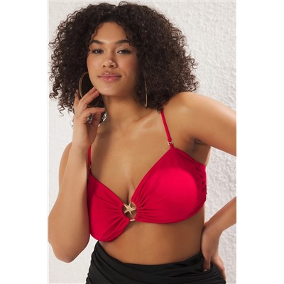 Kırmızı Straplez Premium Aksesuarlı Mix&Match Bikini Üstü TBBSS25CT00003