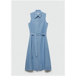 Vestido lyocell camisero lazo
