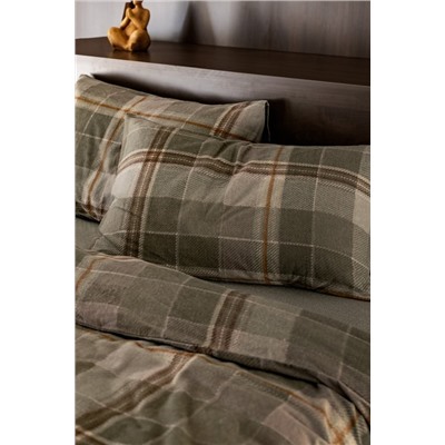 Roger King Size %100 Pamuk Flanel Nevresim Takımı - Haki