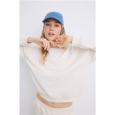 Sudadera felpa algodón marfil