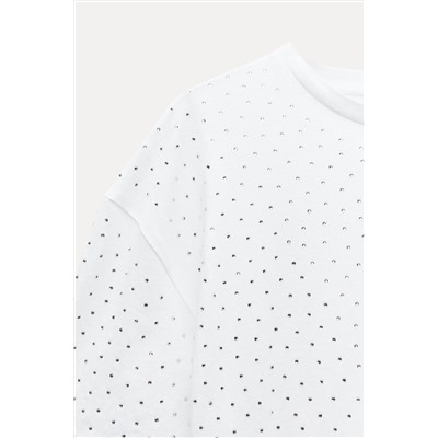 T-SHIRT WITH RHINESTONES ON THE FRONT