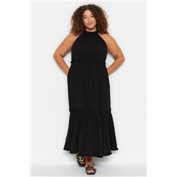 Siyah Halter Yaka Dokuma Elbise TBBSS23AH00207