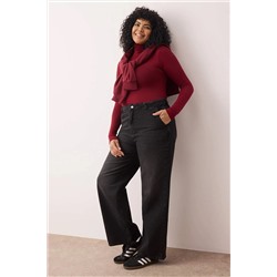 Antrasit Yüksek Bel Geniş Paça Büyük Beden Wide Leg Jeans TBBSS24CJ00048